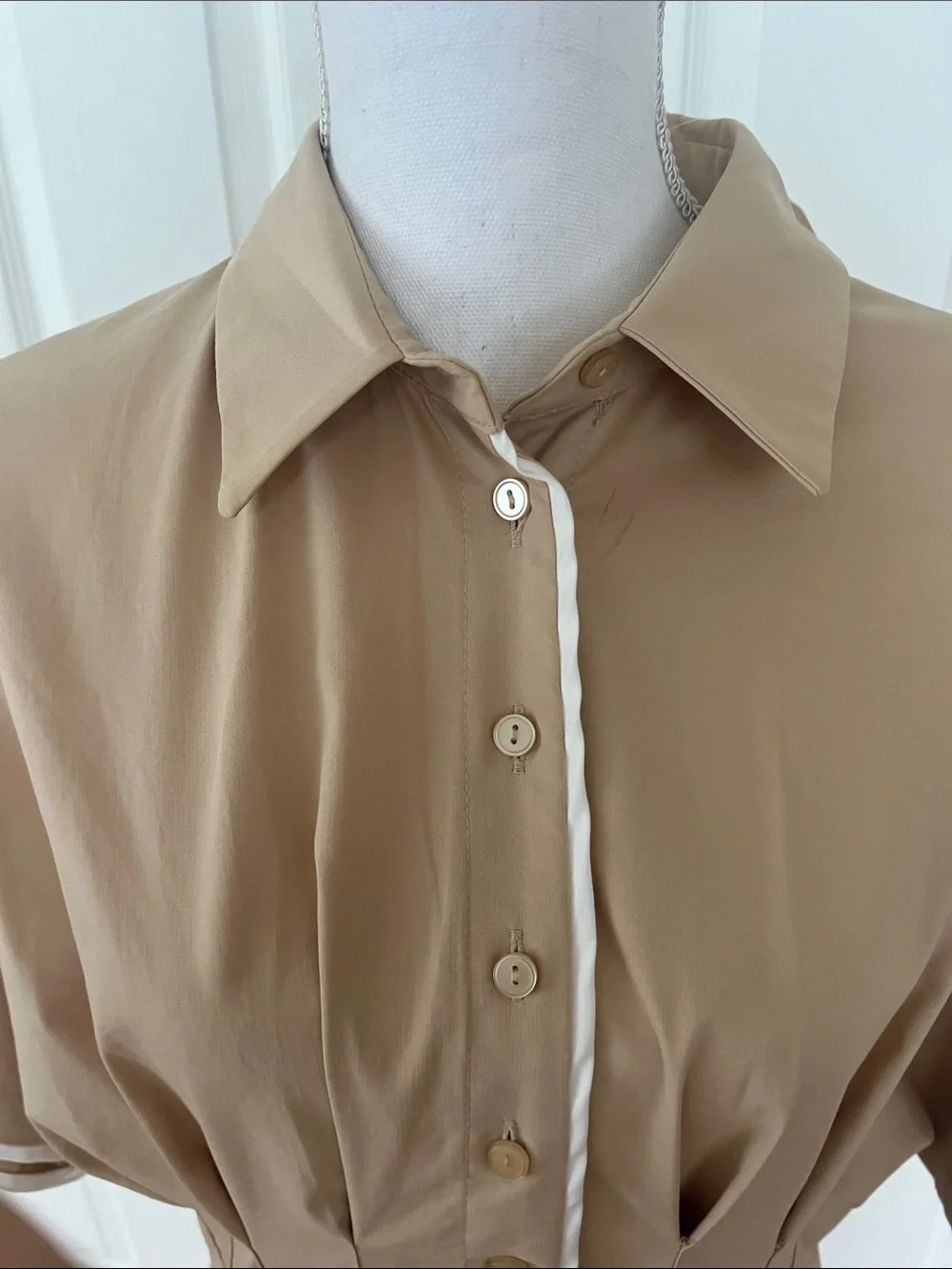 New Anthropologie Exquise dress Tobie Midi Button Down Pleated Waist pockets - Picture 2 of 10